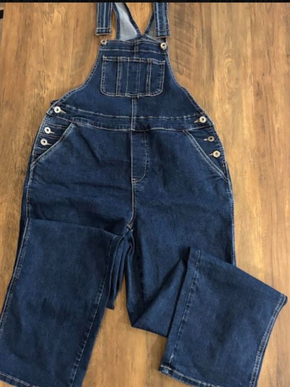 Charlie B Dark Wash Denim Bib Overalls Wide Leg Size 8